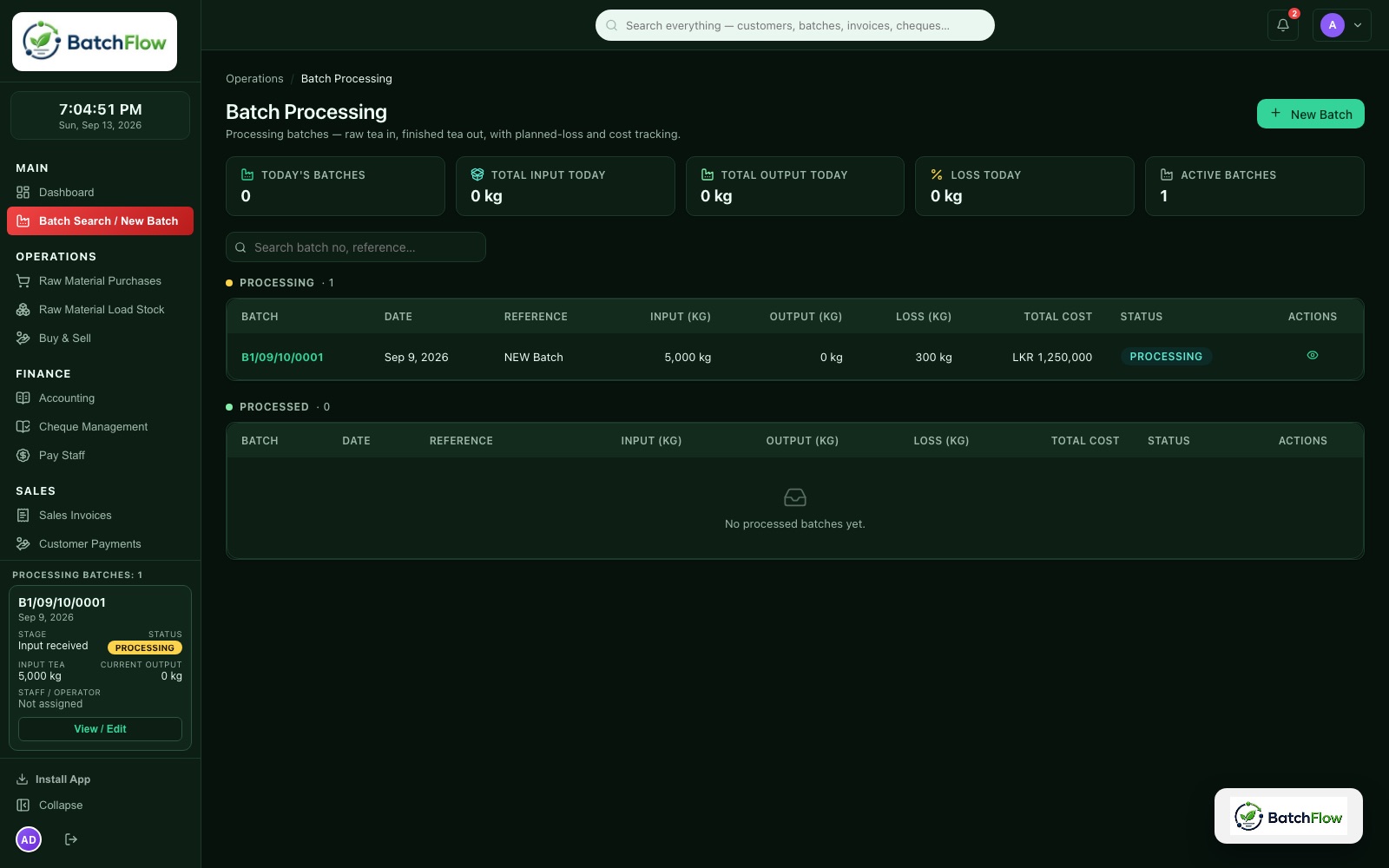 BatchFlow — Every batch in one list